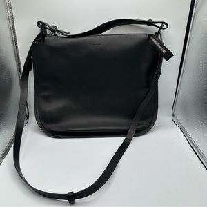 AllSaints Genuine Leather Messenger Crossbody Bag Black Adjustable